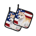 Siberian Husky Patriotic Pot Holder Set of 2 Heat Resistant Quilted Hot Pads 7.5 x 7.5 Inch, Insulated Kitchen Trivets for Cooking & Baking