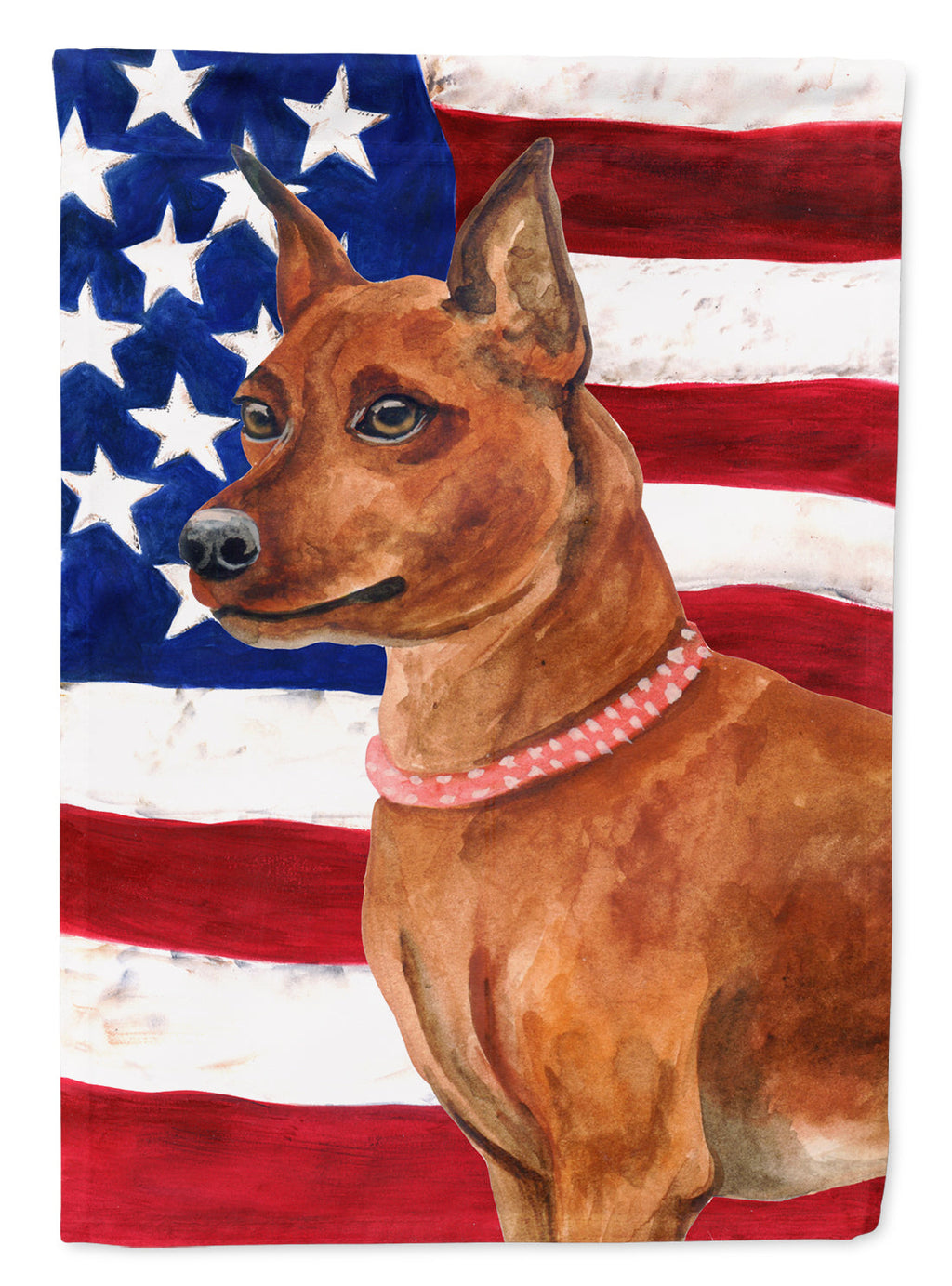 Miniature Pinscher Patriotic House Flag 28x40 Porch Sleeve Pole Decorative Outside Yard Banner Artwork Wall Hanging, Polyester