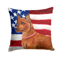 Miniature Pinscher Patriotic Decorative Throw Pillow 14x14 Indoor Outdoor Accent Cushion, Fabric Cover with Insert for Sofa, Bed, Porch & Living Room
