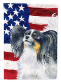 Papillon Patriotic House Flag 28x40 Porch Sleeve Pole Decorative Outside Yard Banner Artwork Wall Hanging, Polyester