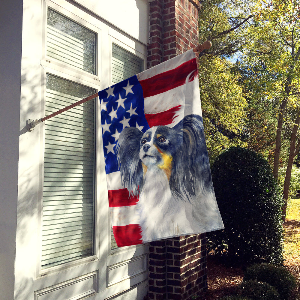 Papillon Patriotic House Flag 28x40 Porch Sleeve Pole Decorative Outside Yard Banner Artwork Wall Hanging, Polyester