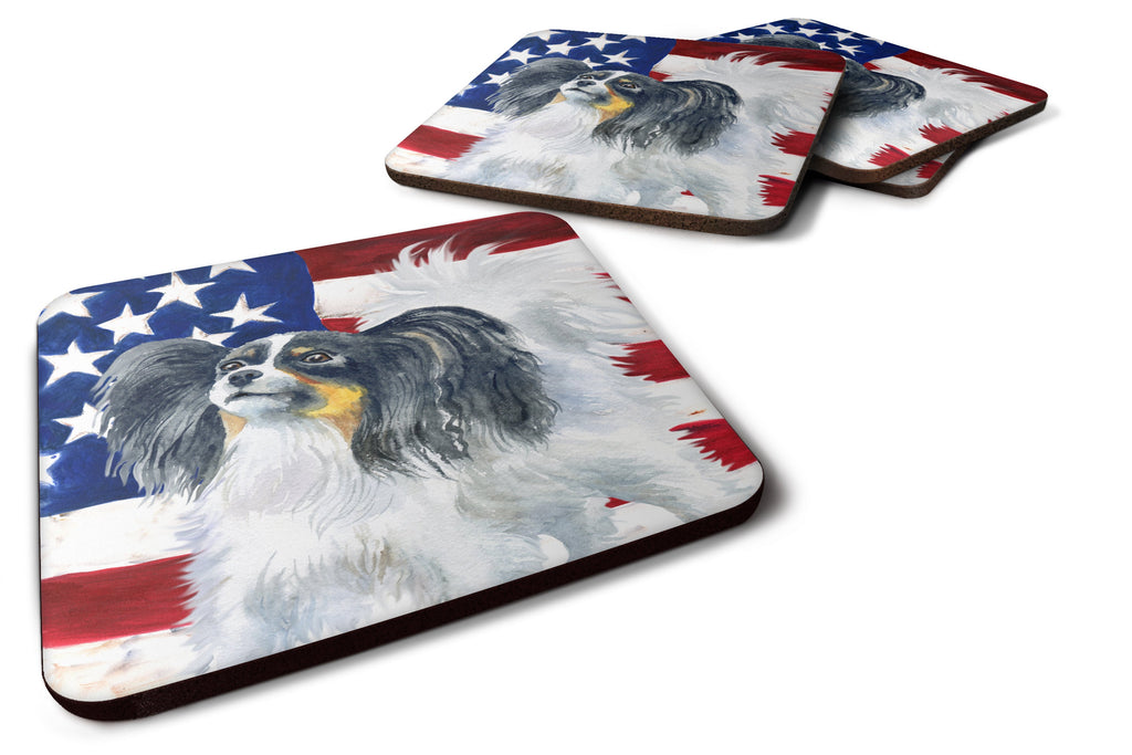 Papillon Patriotic Foam Coasters Set of 4 Cup Coasters for Indoor Outdoor, Tabletop Protection, Anti Slip, Mouse pad Material
