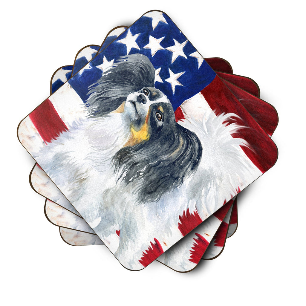 Papillon Patriotic Foam Coasters Set of 4 Cup Coasters for Indoor Outdoor, Tabletop Protection, Anti Slip, Mouse pad Material