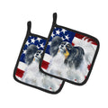 Papillon Patriotic Pot Holder Set of 2 Heat Resistant Quilted Hot Pads 7.5 x 7.5 Inch, Insulated Kitchen Trivets for Cooking & Baking