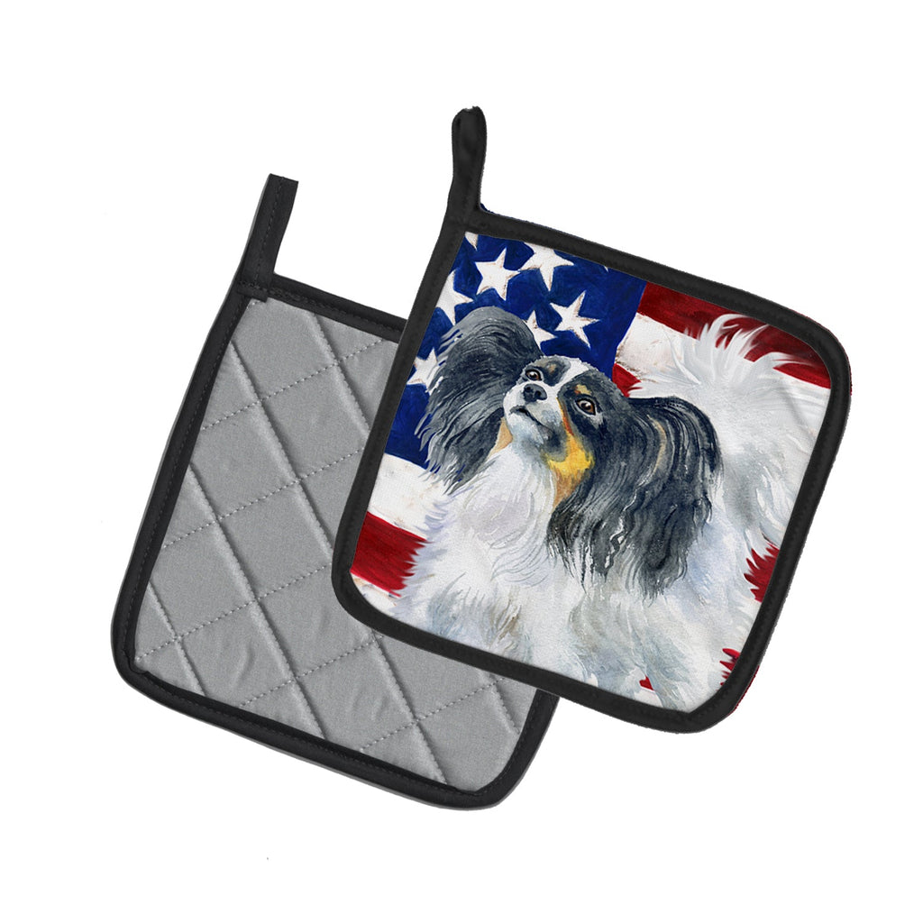 Papillon Patriotic Pot Holder Set of 2 Heat Resistant Quilted Hot Pads 7.5 x 7.5 Inch, Insulated Kitchen Trivets for Cooking & Baking