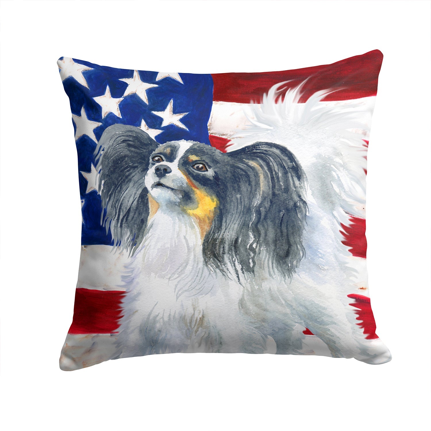 Papillon Patriotic Decorative Throw Pillow 14x14 Indoor Outdoor Accent Cushion, Fabric Cover with Insert for Sofa, Bed, Porch & Living Room