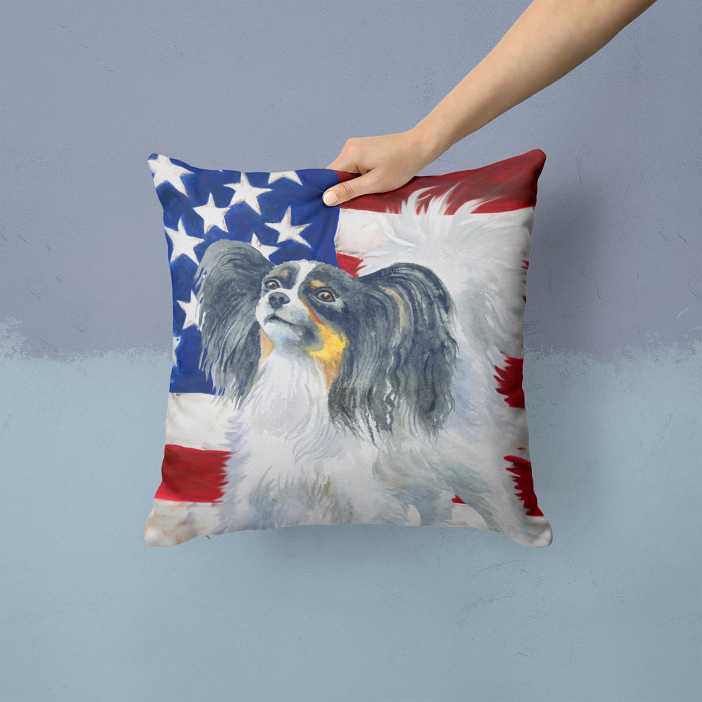 Papillon Patriotic Decorative Throw Pillow 14x14 Indoor Outdoor Accent Cushion, Fabric Cover with Insert for Sofa, Bed, Porch & Living Room