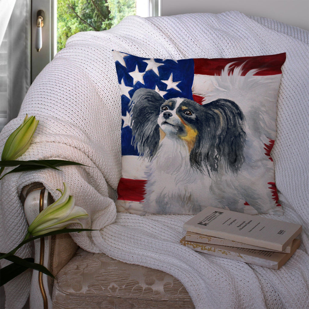 Papillon Patriotic Decorative Throw Pillow 14x14 Indoor Outdoor Accent Cushion, Fabric Cover with Insert for Sofa, Bed, Porch & Living Room