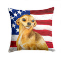 Chihuahua Patriotic Decorative Throw Pillow 14x14 Indoor Outdoor Accent Cushion, Fabric Cover with Insert for Sofa, Bed, Porch & Living Room