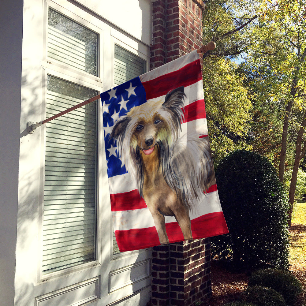 Chinese Crested Patriotic House Flag 28x40 Porch Sleeve Pole Decorative Outside Yard Banner Artwork Wall Hanging, Polyester