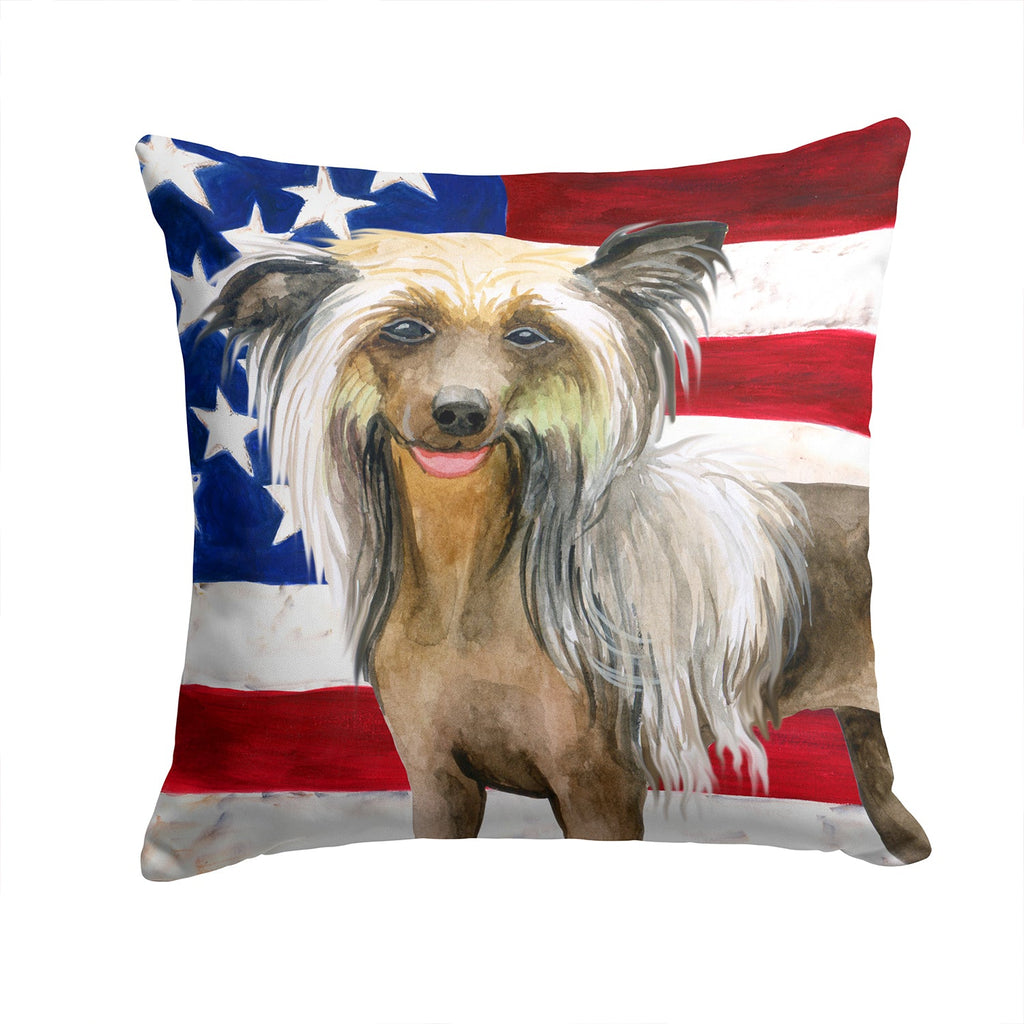 Chinese Crested Patriotic Decorative Throw Pillow 14x14 Indoor Outdoor Accent Cushion, Fabric Cover with Insert for Sofa, Bed, Porch & Living Room