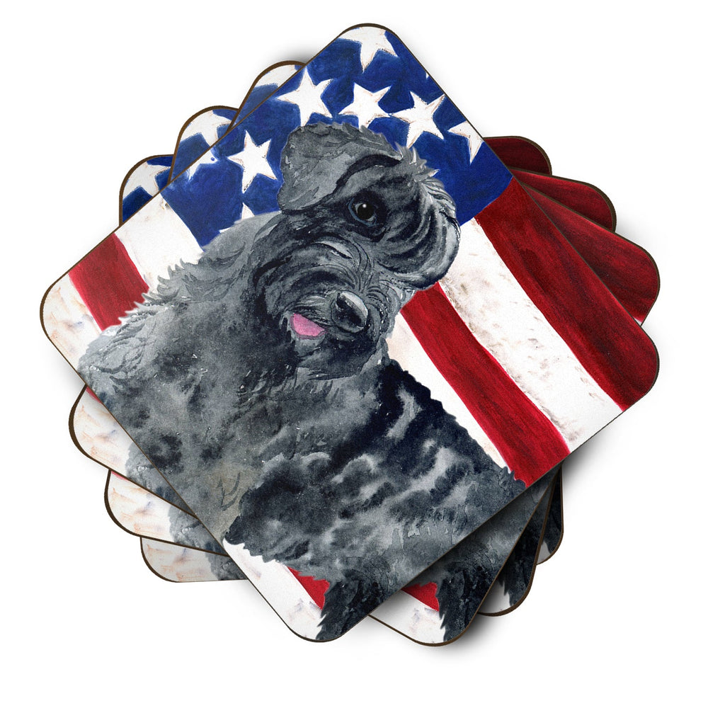 Giant Schnauzer Patriotic Foam Coasters Set of 4 Cup Coasters for Indoor Outdoor, Tabletop Protection, Anti Slip, Mouse pad Material