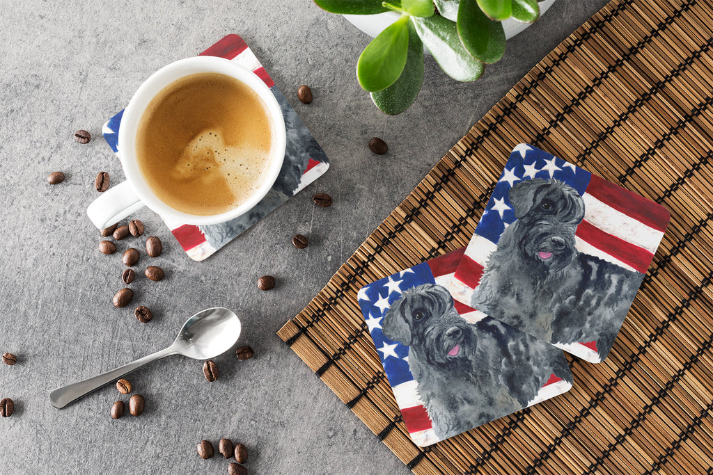 Giant Schnauzer Patriotic Foam Coasters Set of 4 Cup Coasters for Indoor Outdoor, Tabletop Protection, Anti Slip, Mouse pad Material