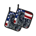Giant Schnauzer Patriotic Pot Holder Set of 2 Heat Resistant Quilted Hot Pads 7.5 x 7.5 Inch, Insulated Kitchen Trivets for Cooking & Baking