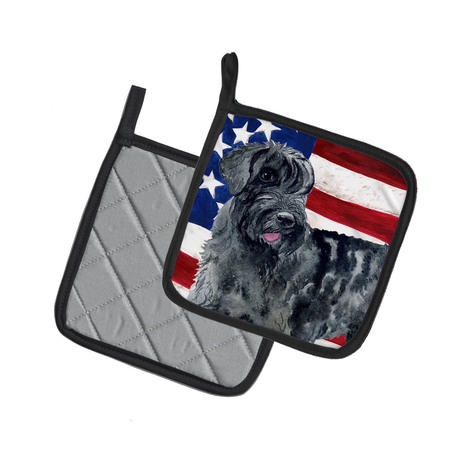 Giant Schnauzer Patriotic Pot Holder Set of 2 Heat Resistant Quilted Hot Pads 7.5 x 7.5 Inch, Insulated Kitchen Trivets for Cooking & Baking