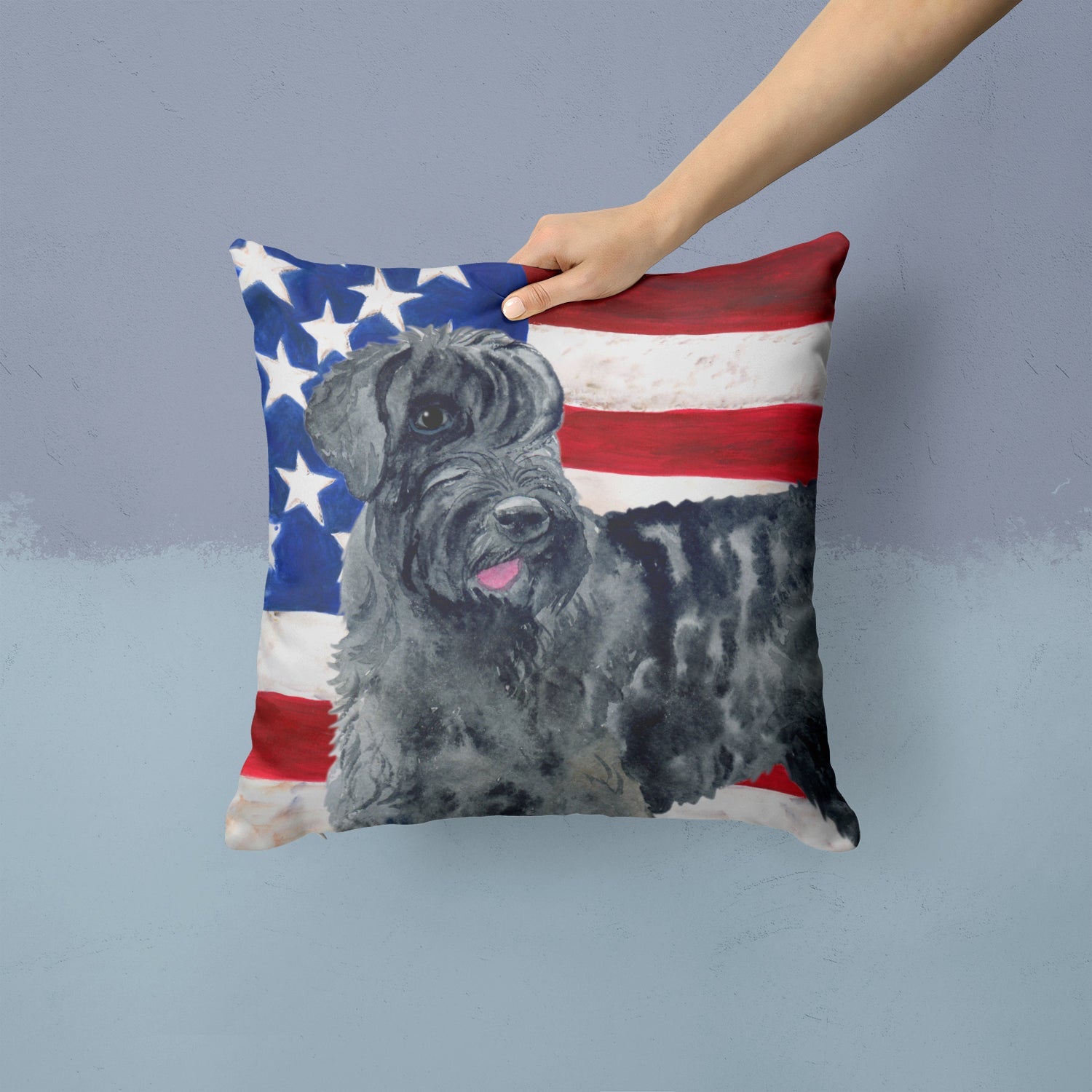 Giant Schnauzer Patriotic Decorative Throw Pillow 14x14 Indoor Outdoor Accent Cushion, Fabric Cover with Insert for Sofa, Bed, Porch & Living Room