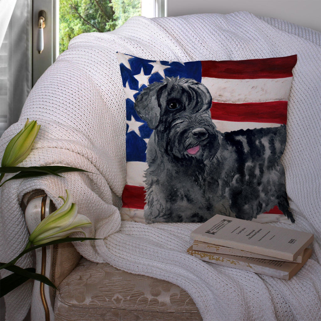 Giant Schnauzer Patriotic Decorative Throw Pillow 14x14 Indoor Outdoor Accent Cushion, Fabric Cover with Insert for Sofa, Bed, Porch & Living Room