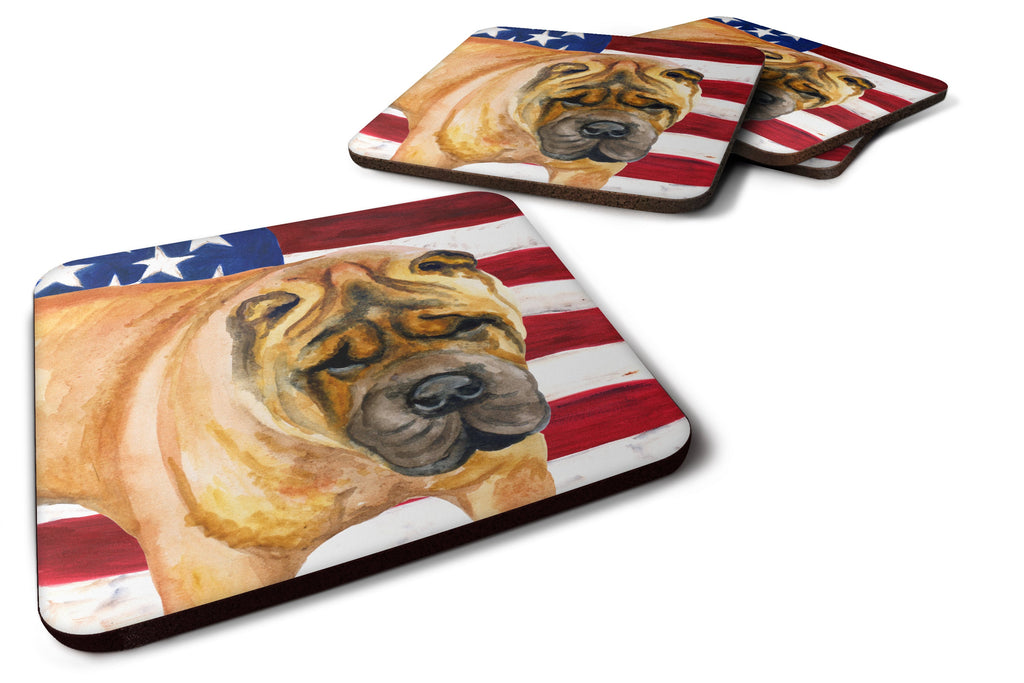 Shar Pei Patriotic Foam Coasters Set of 4 Cup Coasters for Indoor Outdoor, Tabletop Protection, Anti Slip, Mouse pad Material