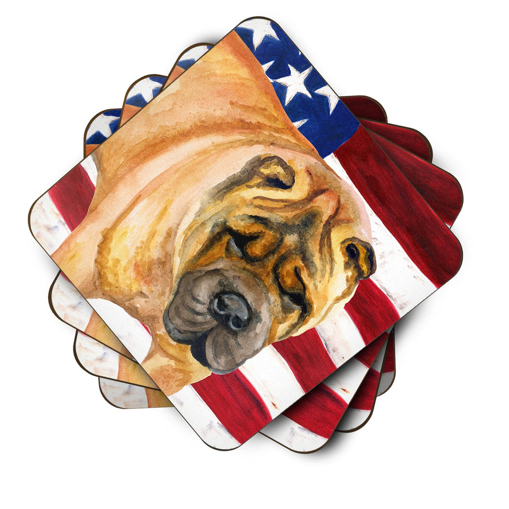 Shar Pei Patriotic Foam Coasters Set of 4 Cup Coasters for Indoor Outdoor, Tabletop Protection, Anti Slip, Mouse pad Material