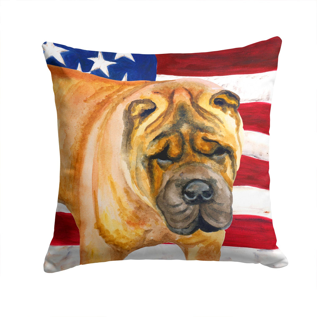 Shar Pei Patriotic Decorative Throw Pillow 14x14 Indoor Outdoor Accent Cushion, Fabric Cover with Insert for Sofa, Bed, Porch & Living Room