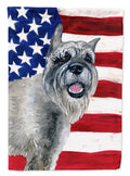 Schnauzer Patriotic House Flag 28x40 Porch Sleeve Pole Decorative Outside Yard Banner Artwork Wall Hanging, Polyester