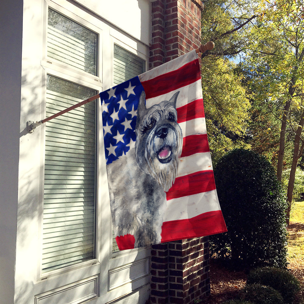 Schnauzer Patriotic House Flag 28x40 Porch Sleeve Pole Decorative Outside Yard Banner Artwork Wall Hanging, Polyester