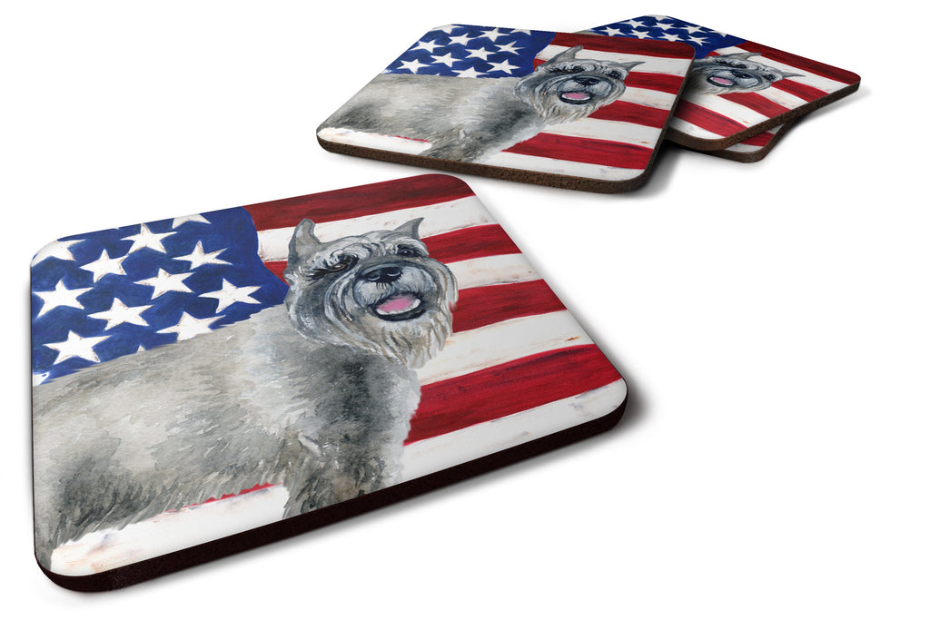 Schnauzer Patriotic Foam Coasters Set of 4 Cup Coasters for Indoor Outdoor, Tabletop Protection, Anti Slip, Mouse pad Material