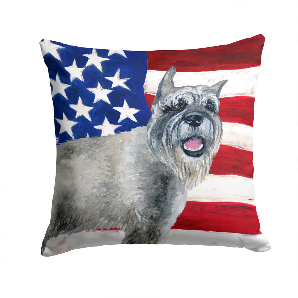 Schnauzer Patriotic Decorative Throw Pillow 14x14 Indoor Outdoor Accent Cushion, Fabric Cover with Insert for Sofa, Bed, Porch & Living Room
