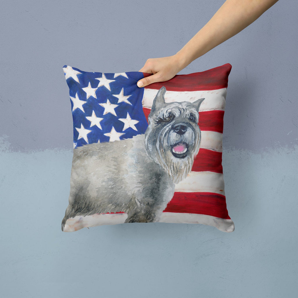 Schnauzer Patriotic Decorative Throw Pillow 14x14 Indoor Outdoor Accent Cushion, Fabric Cover with Insert for Sofa, Bed, Porch & Living Room
