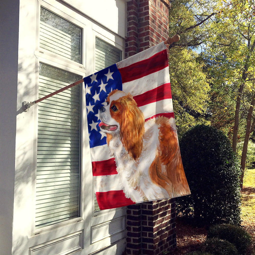 Cavalier Spaniel Patriotic House Flag 28x40 Porch Sleeve Pole Decorative Outside Yard Banner Artwork Wall Hanging, Polyester