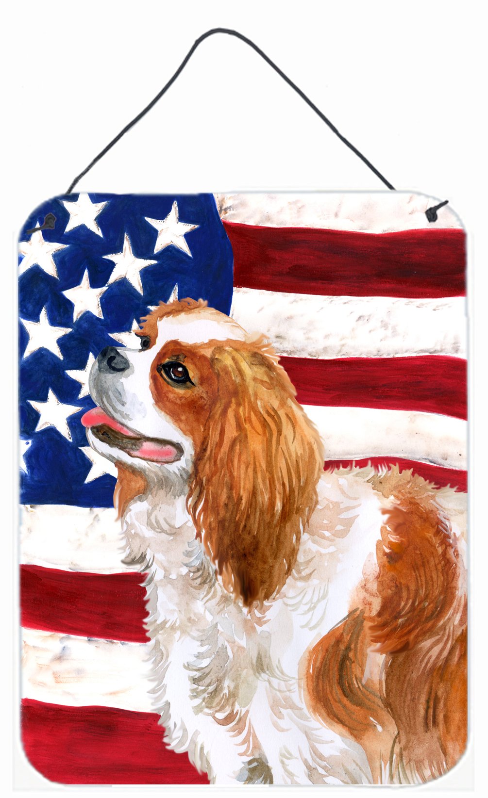 Cavalier Spaniel Patriotic Wall or Door Hanging Prints Aluminum Metal Sign Kitchen Wall Bar Bathroom Plaque Home Decor Front Door Plaque, 12x16, Multicolor