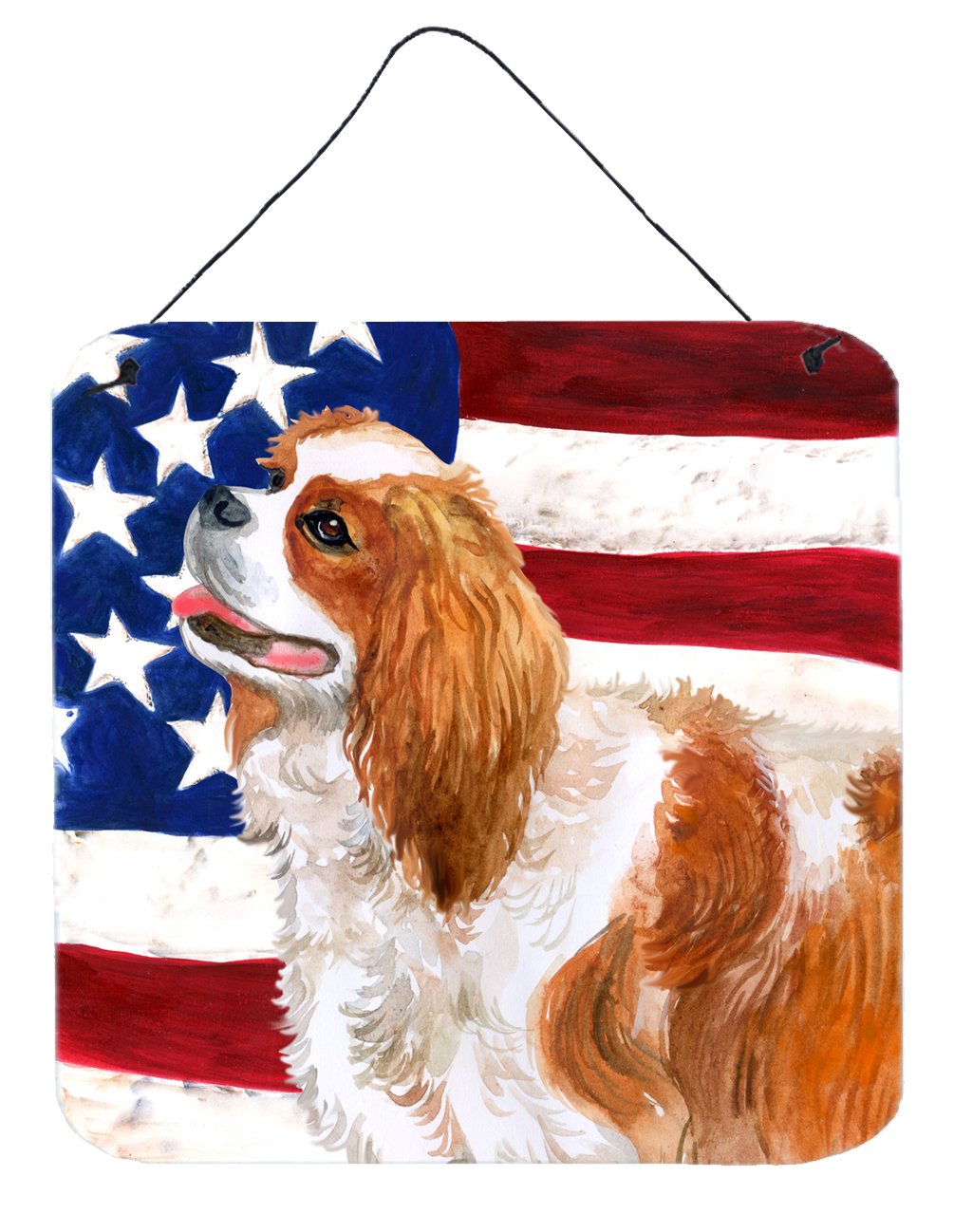 Cavalier Spaniel Patriotic Wall or Door Hanging Prints Aluminum Metal Sign Kitchen Wall Bar Bathroom Plaque Home Decor, 6x6, Multicolor