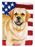 Golden Retriever Patriotic House Flag 28x40 Porch Sleeve Pole Decorative Outside Yard Banner Artwork Wall Hanging, Polyester
