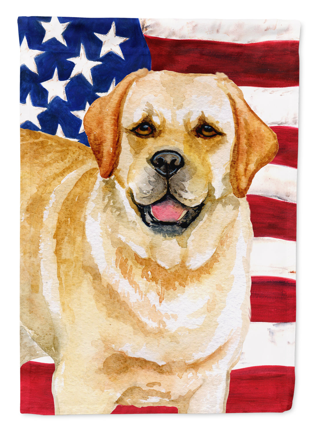 Golden Retriever Patriotic House Flag 28x40 Porch Sleeve Pole Decorative Outside Yard Banner Artwork Wall Hanging, Polyester