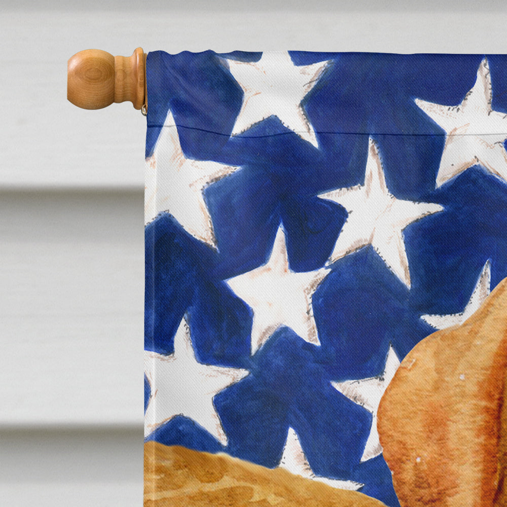 Golden Retriever Patriotic House Flag 28x40 Porch Sleeve Pole Decorative Outside Yard Banner Artwork Wall Hanging, Polyester