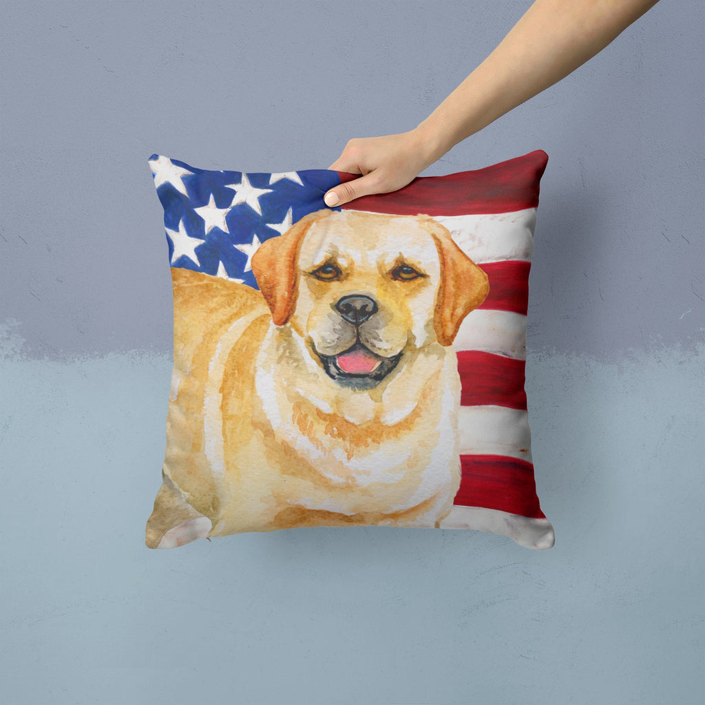 Golden Retriever Patriotic Decorative Throw Pillow 14x14 Indoor Outdoor Accent Cushion, Fabric Cover with Insert for Sofa, Bed, Porch & Living Room
