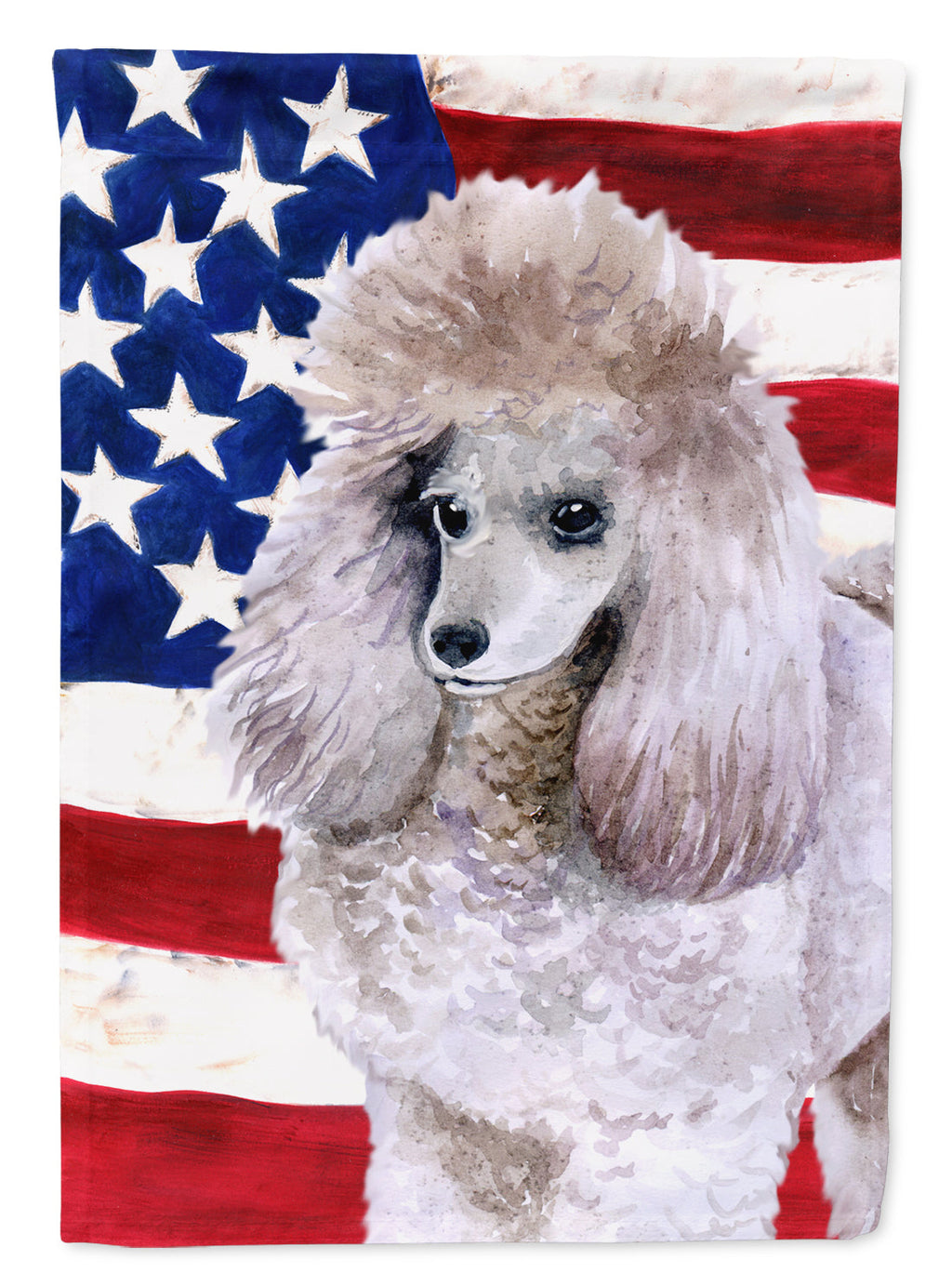 Poodle Patriotic House Flag 28x40 Porch Sleeve Pole Decorative Outside Yard Banner Artwork Wall Hanging, Polyester