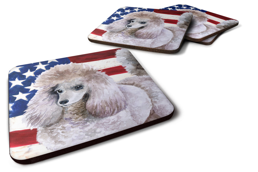 Poodle Patriotic Foam Coasters Set of 4 Cup Coasters for Indoor Outdoor, Tabletop Protection, Anti Slip, Mouse pad Material