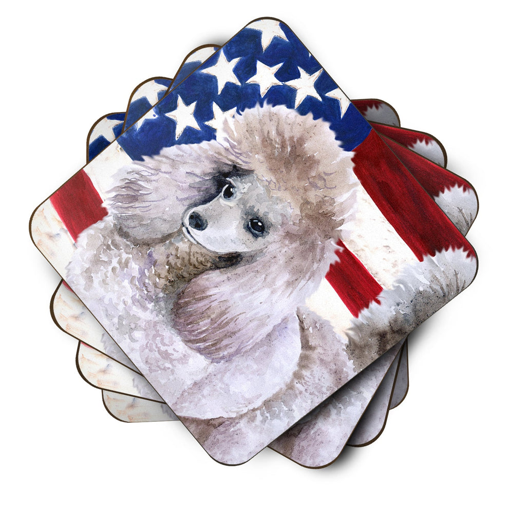 Poodle Patriotic Foam Coasters Set of 4 Cup Coasters for Indoor Outdoor, Tabletop Protection, Anti Slip, Mouse pad Material