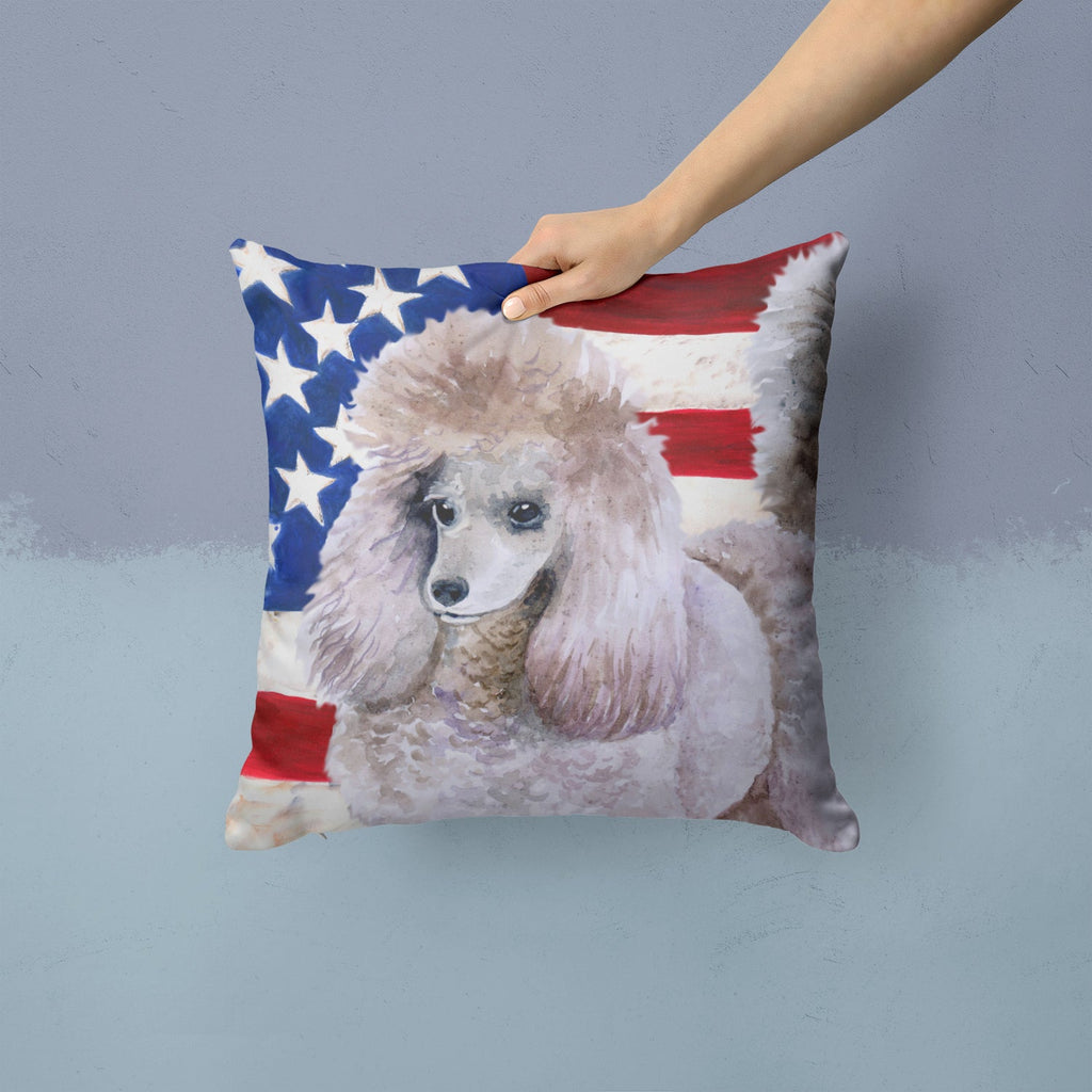Poodle Patriotic Decorative Throw Pillow 14x14 Indoor Outdoor Accent Cushion, Fabric Cover with Insert for Sofa, Bed, Porch & Living Room