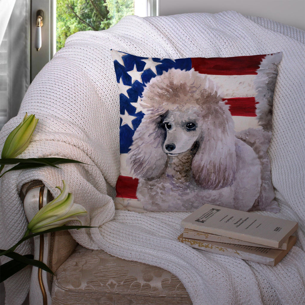 Poodle Patriotic Decorative Throw Pillow 14x14 Indoor Outdoor Accent Cushion, Fabric Cover with Insert for Sofa, Bed, Porch & Living Room