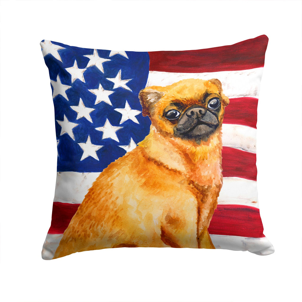 Small Brabant Griffon Patriotic Decorative Throw Pillow 14x14 Indoor Outdoor Accent Cushion, Fabric Cover with Insert for Sofa, Bed, Porch & Living Room