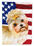 Morkie Patriotic House Flag 28x40 Porch Sleeve Pole Decorative Outside Yard Banner Artwork Wall Hanging, Polyester
