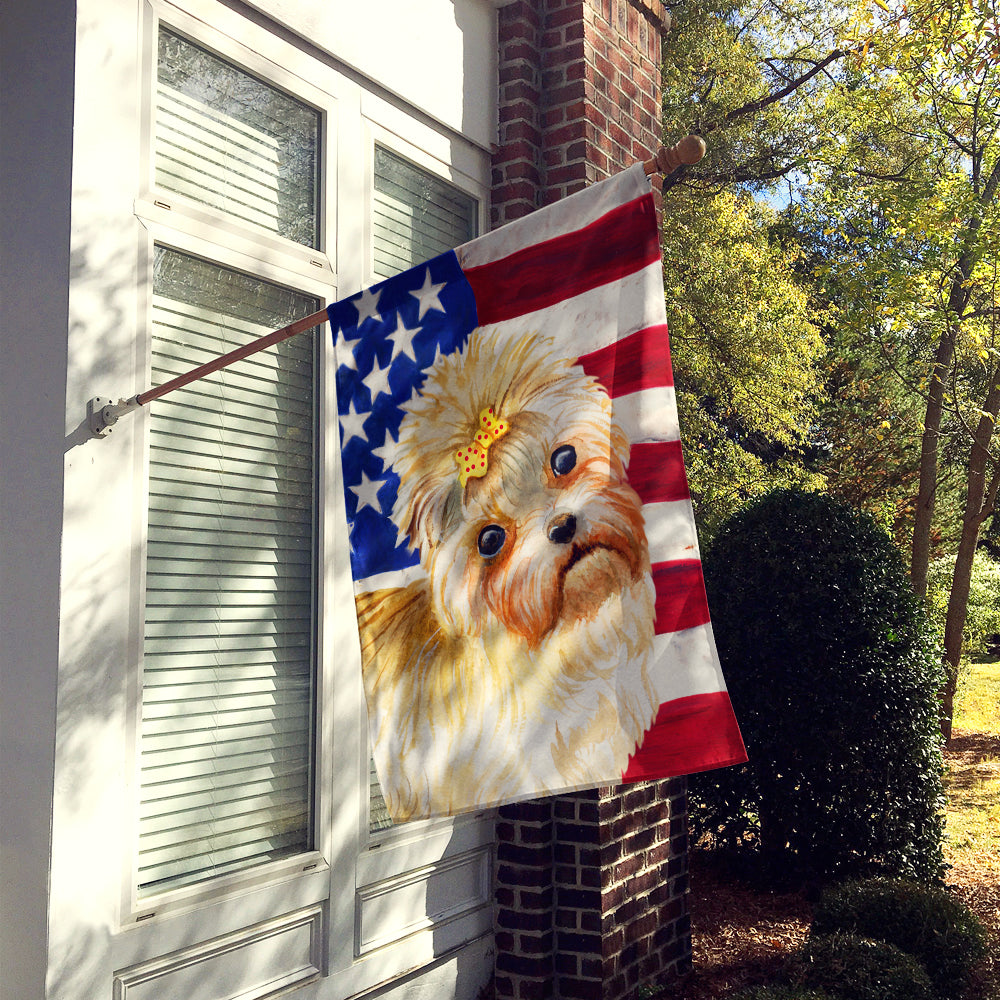 Morkie Patriotic House Flag 28x40 Porch Sleeve Pole Decorative Outside Yard Banner Artwork Wall Hanging, Polyester