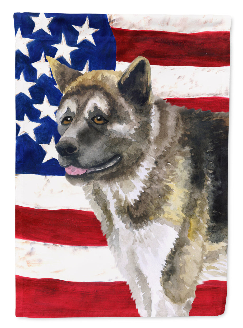 American Akita Patriotic House Flag 28x40 Porch Sleeve Pole Decorative Outside Yard Banner Artwork Wall Hanging, Polyester