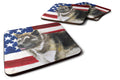 American Akita Patriotic Foam Coasters Set of 4 Cup Coasters for Indoor Outdoor, Tabletop Protection, Anti Slip, Mouse pad Material