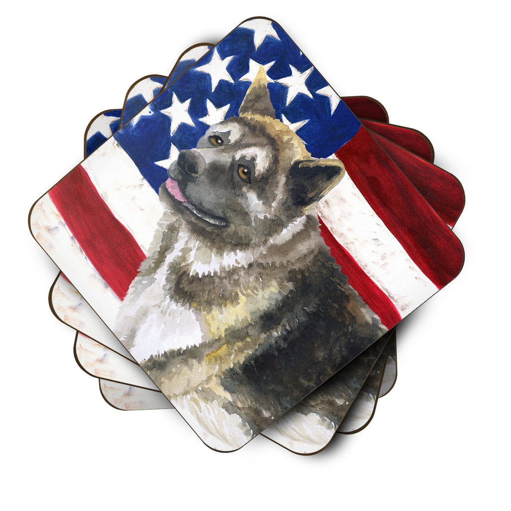 American Akita Patriotic Foam Coasters Set of 4 Cup Coasters for Indoor Outdoor, Tabletop Protection, Anti Slip, Mouse pad Material