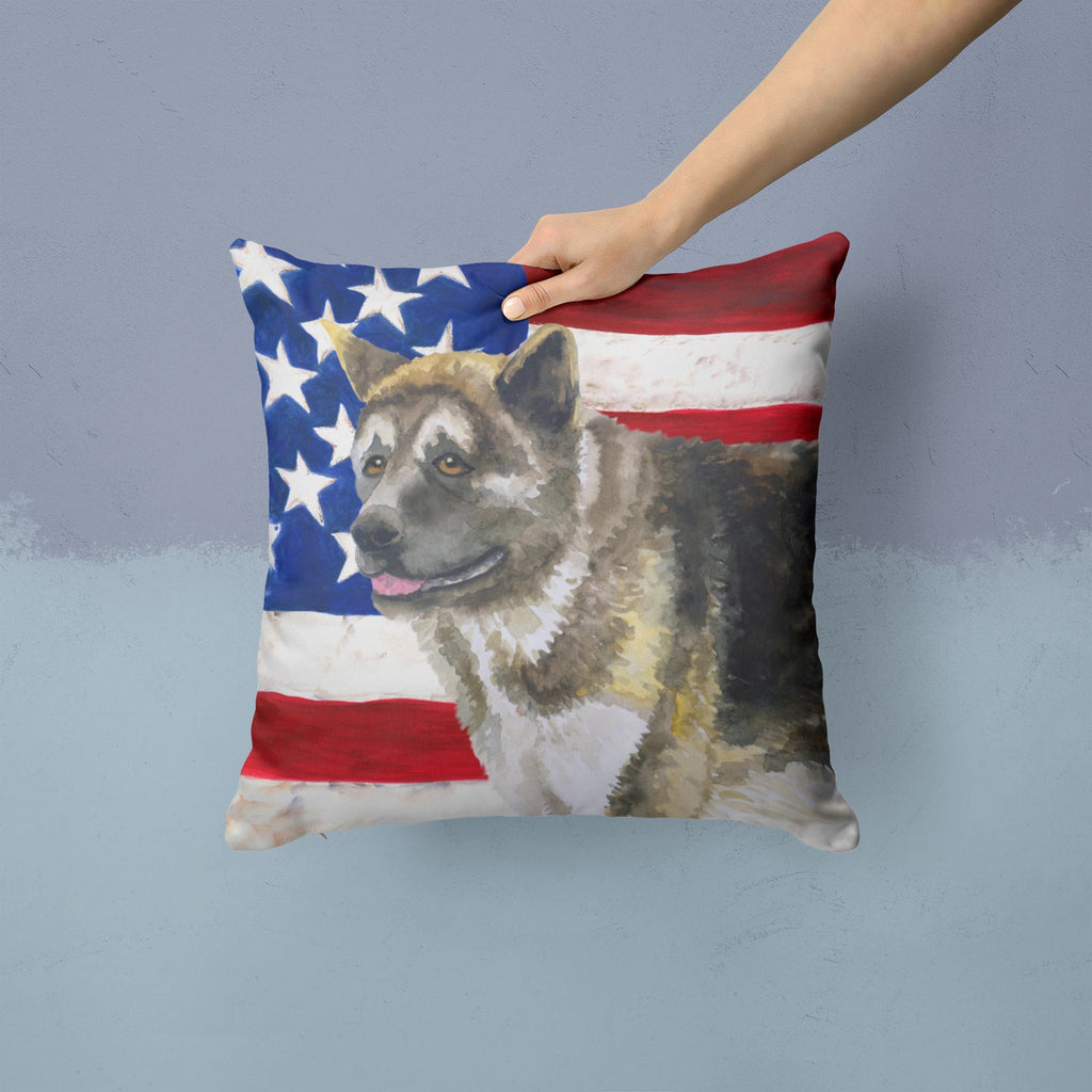 American Akita Patriotic Decorative Throw Pillow 14x14 Indoor Outdoor Accent Cushion, Fabric Cover with Insert for Sofa, Bed, Porch & Living Room