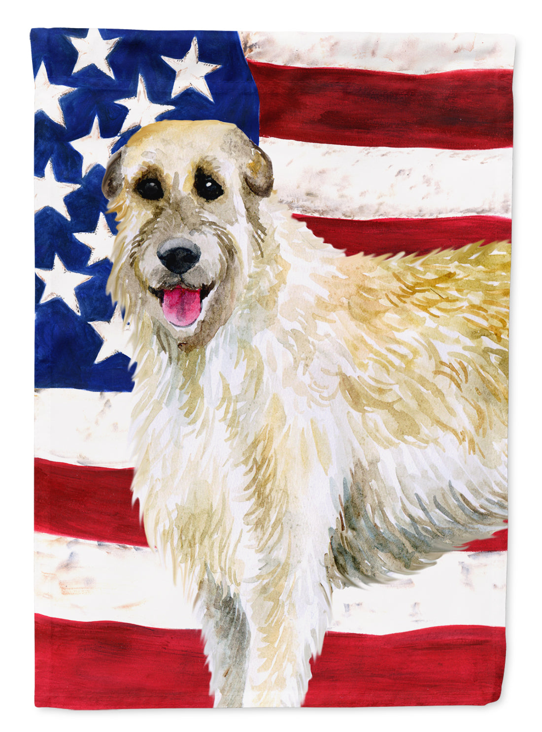 Irish Wolfhound Patriotic House Flag 28x40 Porch Sleeve Pole Decorative Outside Yard Banner Artwork Wall Hanging, Polyester