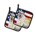 Irish Wolfhound Patriotic Pot Holder Set of 2 Heat Resistant Quilted Hot Pads 7.5 x 7.5 Inch, Insulated Kitchen Trivets for Cooking & Baking